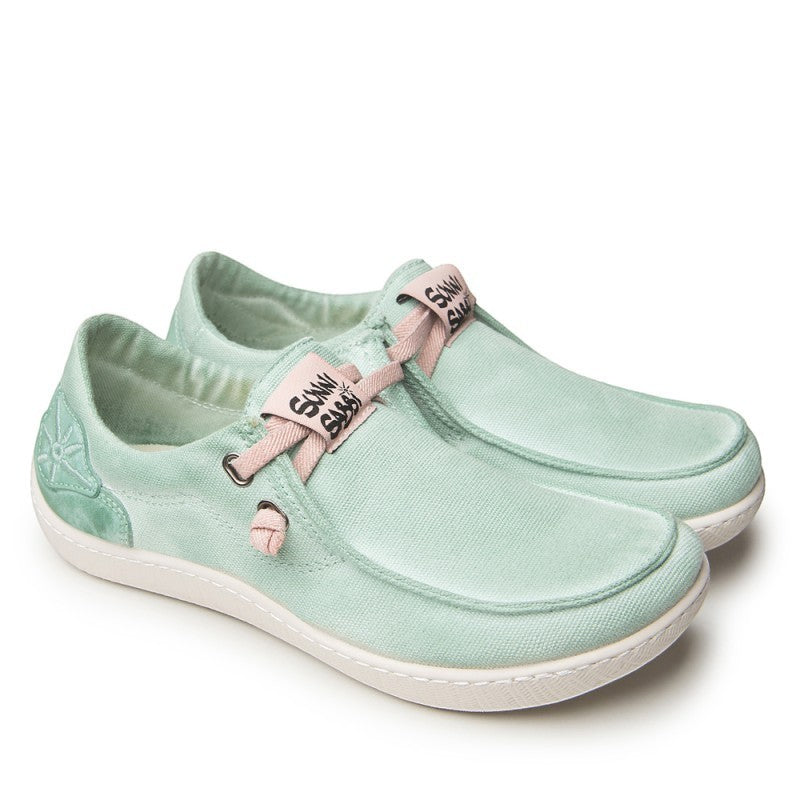 ShoeShop Sunni Sabbi KIKAI mint green organic cotton Wallabee-style casual shoes with natural rubber and cork sole