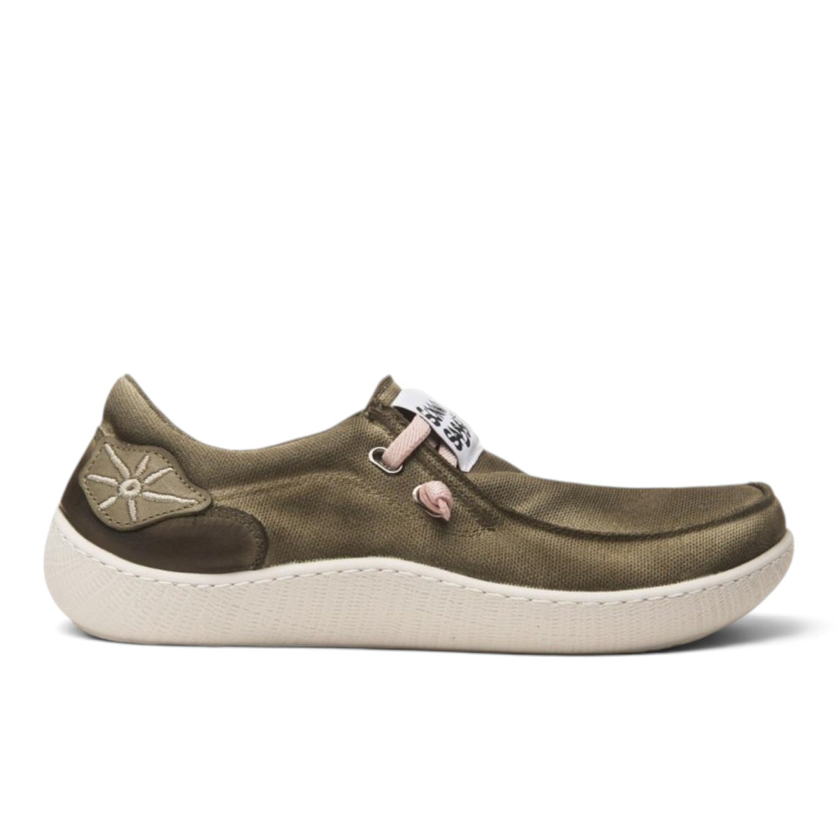 ShoeShop Sunni Sabbi KIKAI olive green organic cotton Wallabee style casual shoes with natural rubber cork sole