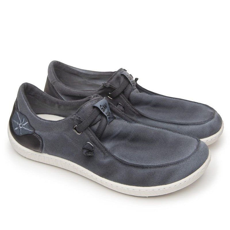 ShoeShop Sunni Sabbi KUNASHIRI grey organic cotton moccasin style casual shoes with zero-drop rubber and cork sole