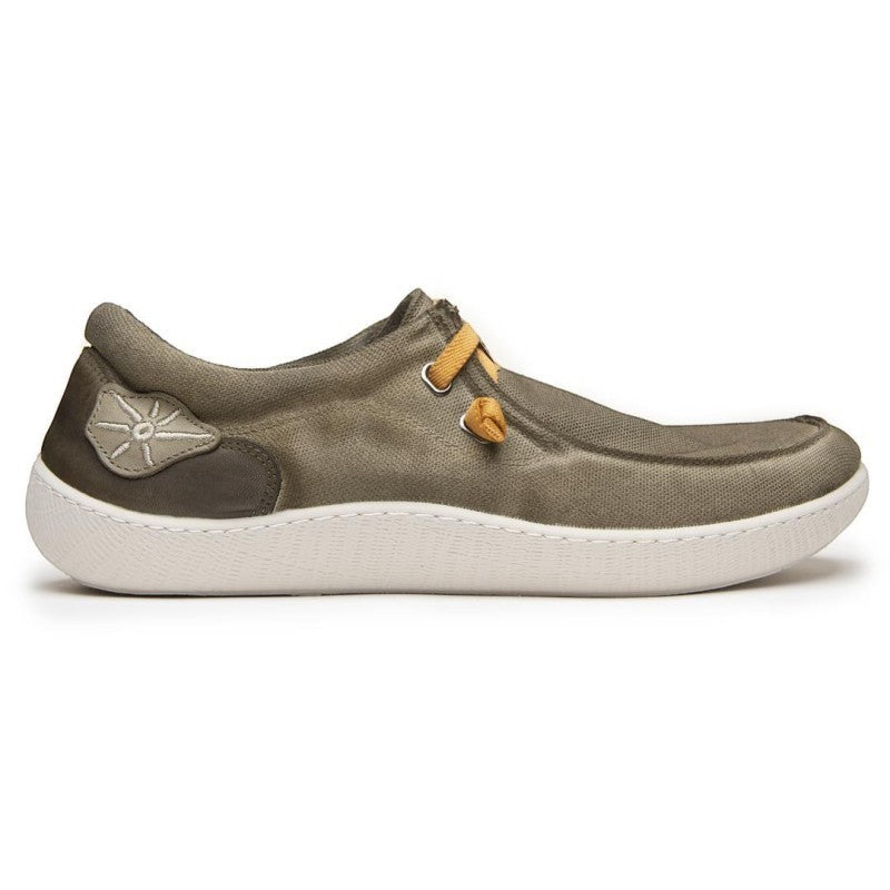 ShoeShop Sunni Sabbi KUNASHIRI olive green organic cotton casual moccasin shoes with zero-drop rubber cork sole