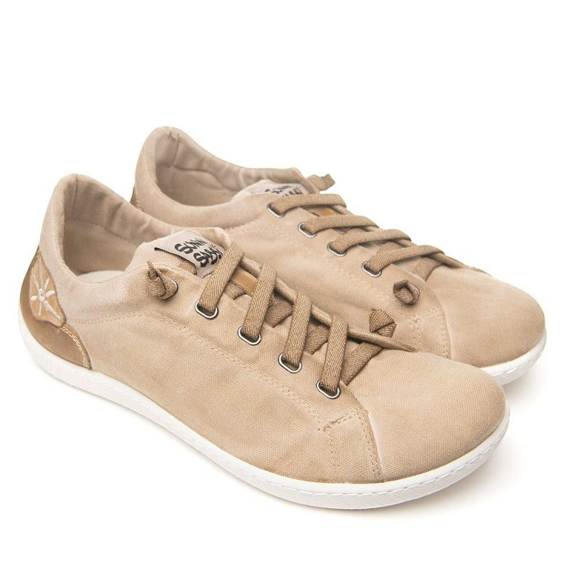 ShoeShop Sunni Sabbi MIYAKO beige organic cotton barefoot sneakers with flexible rubber and cork sole