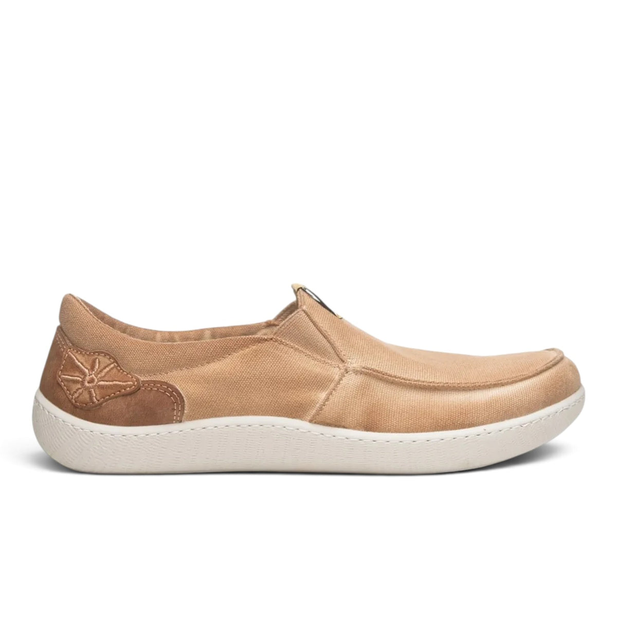 ShoeShop Sunni Sabbi SAPPORO beige organic cotton slip-on shoes with a natural rubber and cork zero-drop sole.