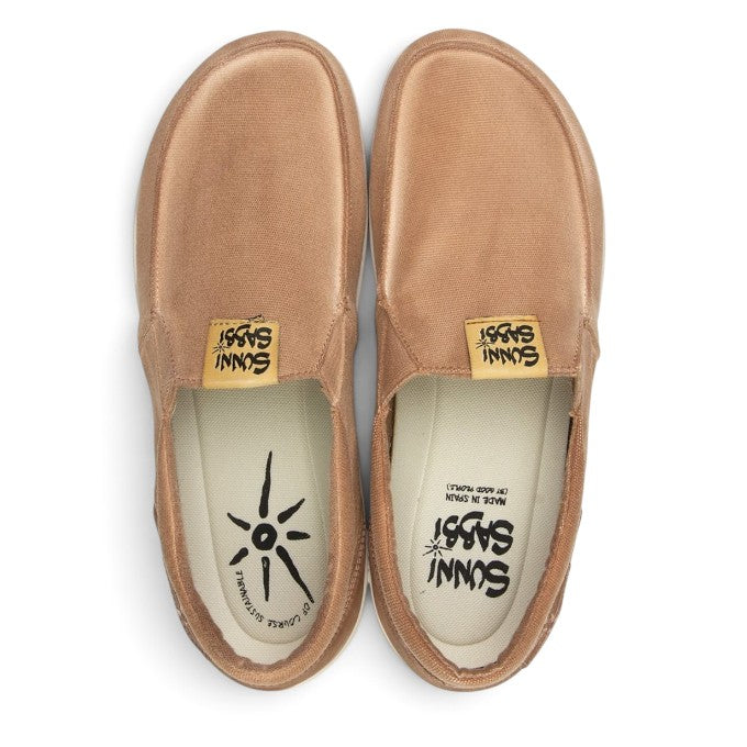 ShoeShop Sunni Sabbi SAPPORO slip-on shoes in tan organic cotton with a zero-drop natural rubber and cork sole