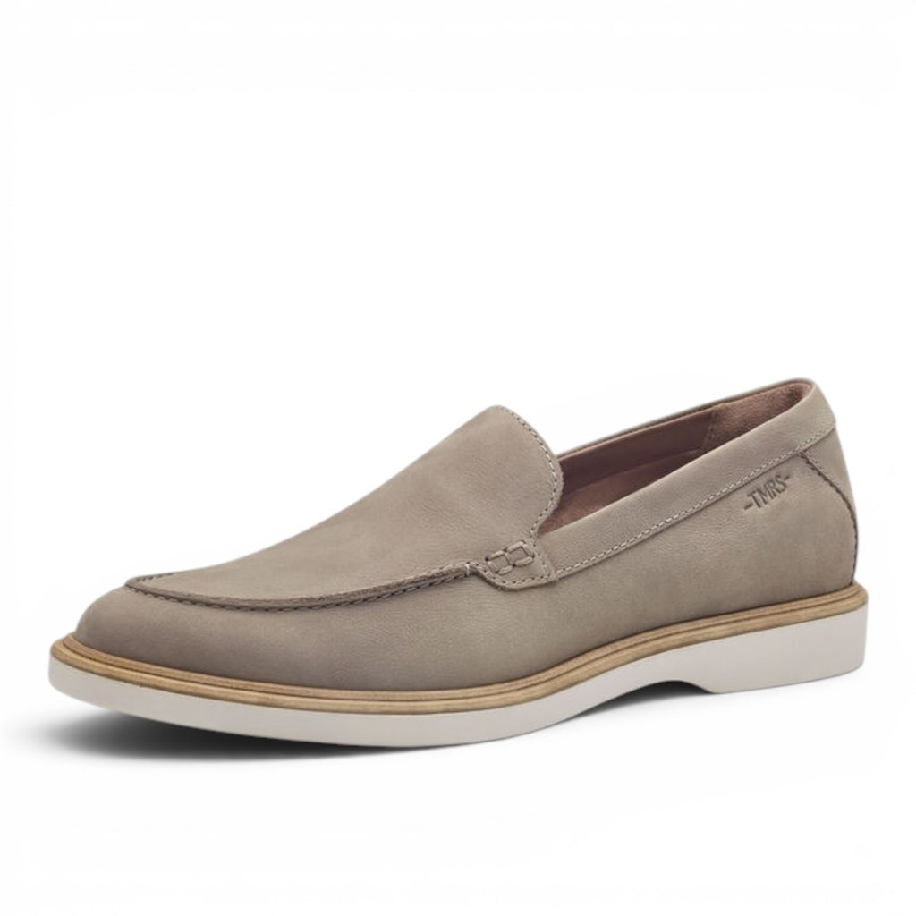 ShoeShop Tamaris beige leather loafers with a white flat sole and minimalist design