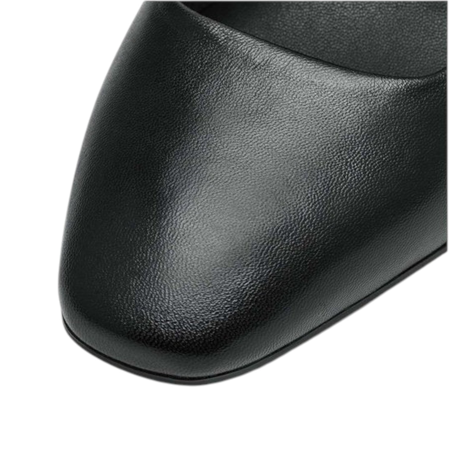 Close-up of the black textured leather toe of a Tamaris shoe from ShoeShop