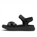 ShoeShop Tamaris black textile sports sandals with adjustable velcro straps and a comfortable platform sole