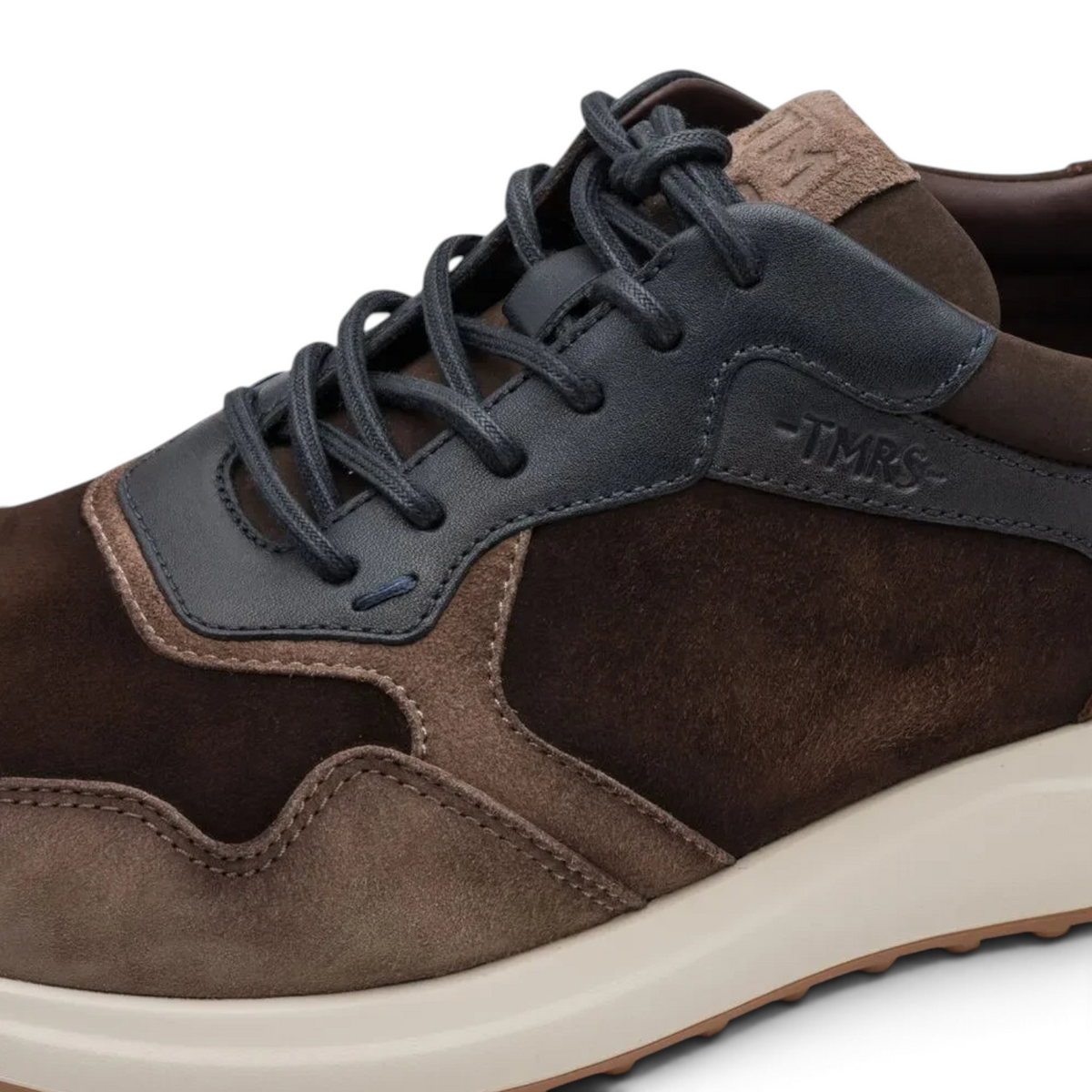 ShoeShop Tamaris brown suede and leather lace-up sneaker with TMRS branding detail