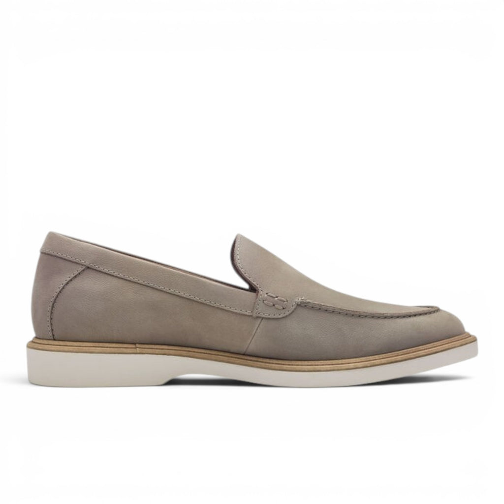 ShoeShop Tamaris grey leather slip-on loafers with a flat white sole