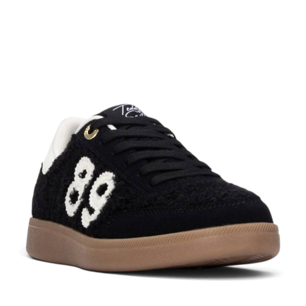 ShoeShop Teddy Smith 121142 black sherpa sneakers with white 89 embroidery and gum rubber sole