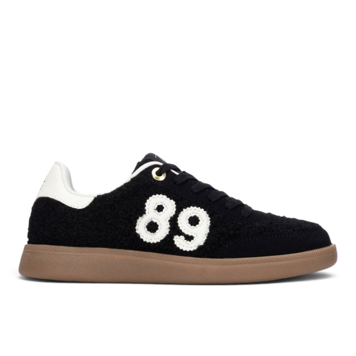 ShoeShop Teddy Smith black textured sneakers with white 89 embroidery and gum rubber sole