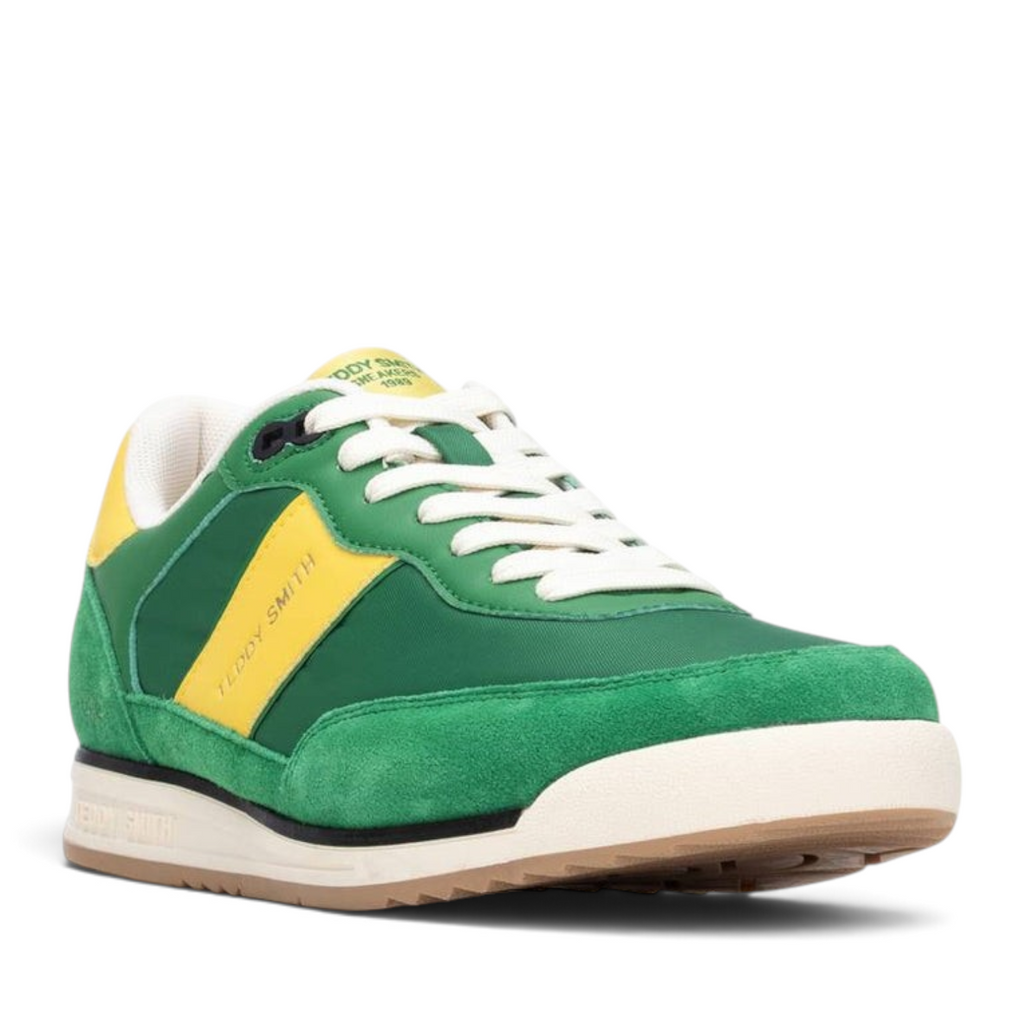 ShoeShop Teddy Smith 120506 sneakers in green and yellow textile and suede with a white rubber sole