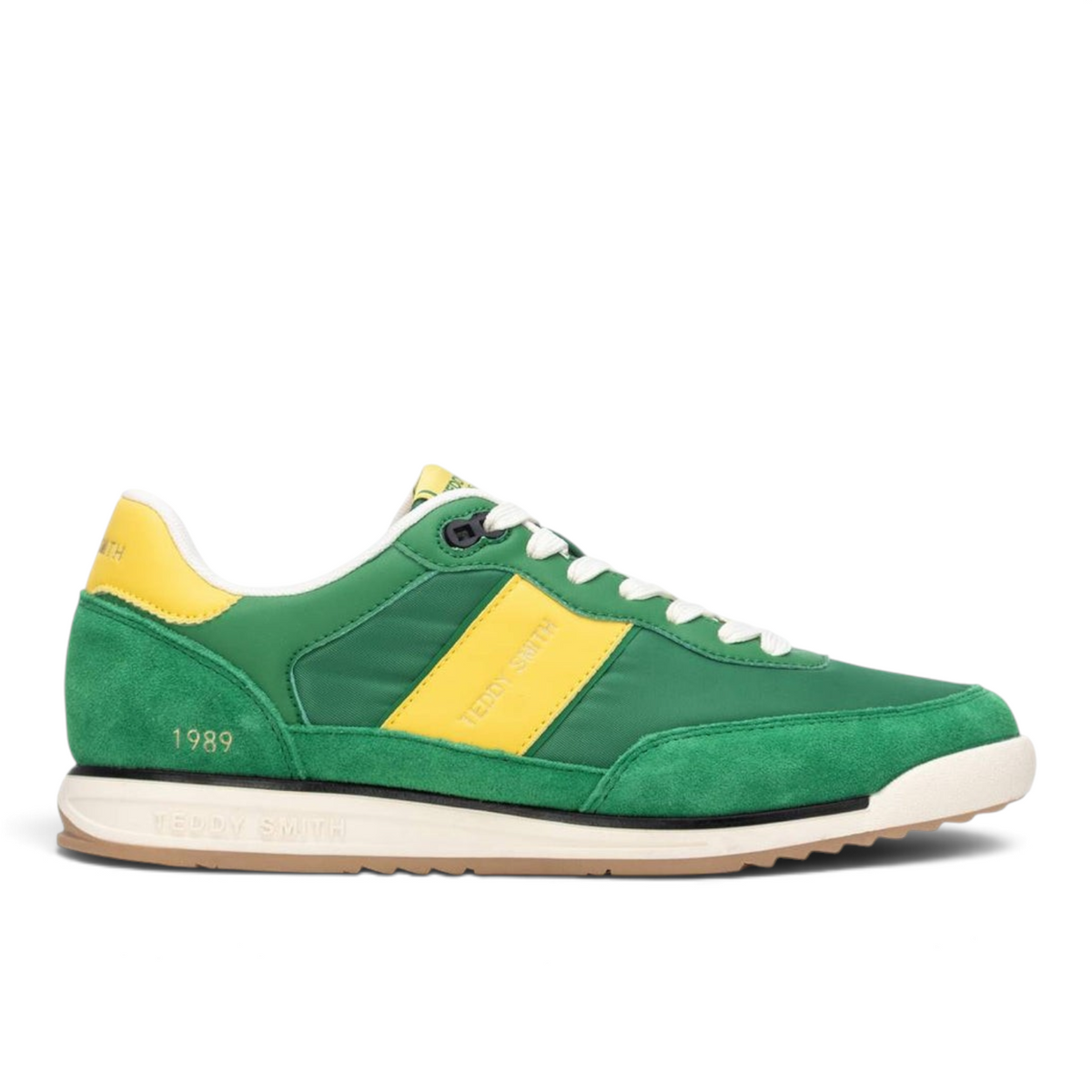 ShoeShop Teddy Smith green and yellow textile and suede sneakers with a rubber sole