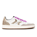 ShoeShop Teddy Smith white sneakers with gold glitter accents, purple laces, and a gum rubber sole