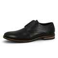 ShoeShop Tom Tailor black leather lace-up dress shoes with perforated side detail and blue accents