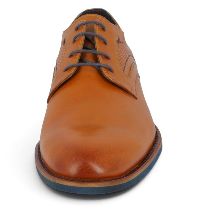 ShoeShop Tom Tailor tan leather lace-up dress shoe with perforated side detail and blue sole