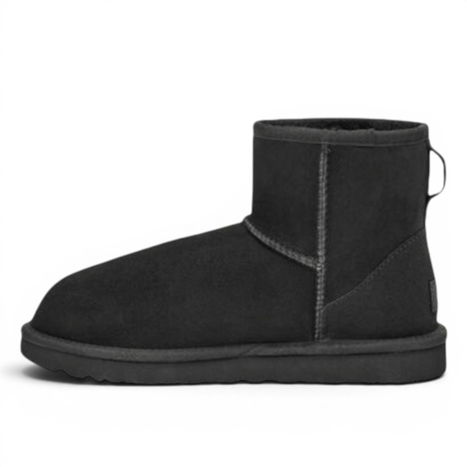 ShoeShop black suede Classic Mini II UGG boots with sheepskin lining and EVA sole.