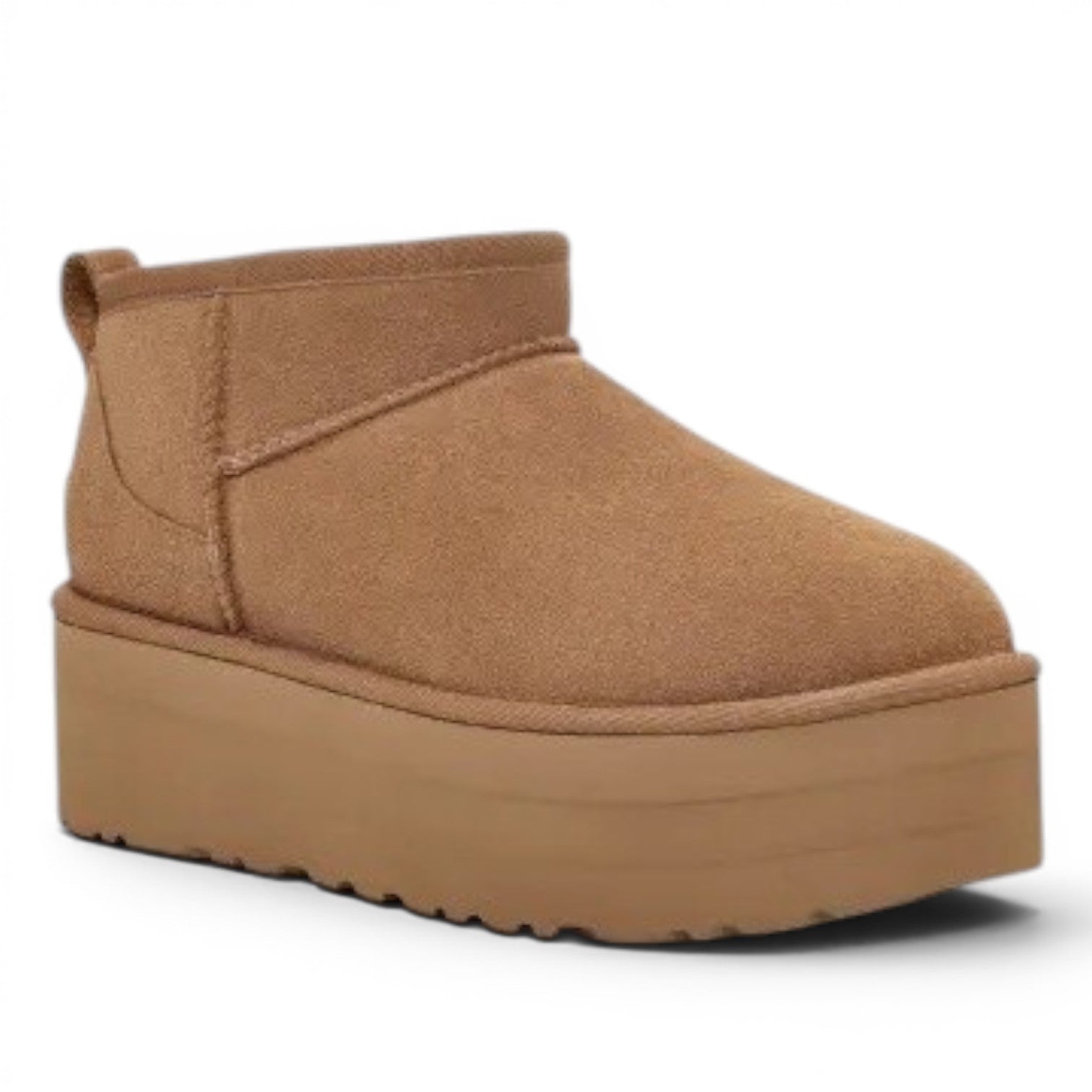 ShoeShop UGG Classic Ultra Mini Platform boots in tan suede with a 5cm platform sole.