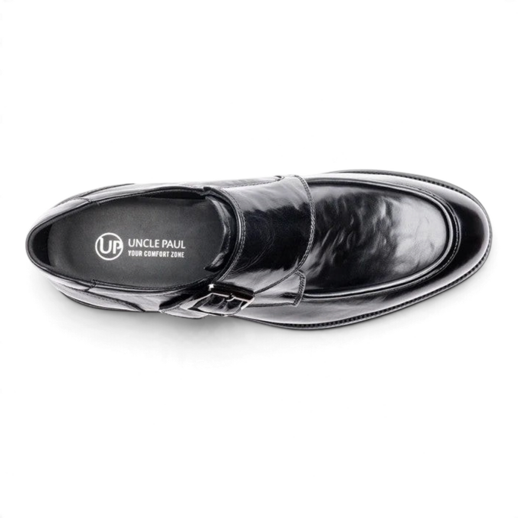 ShoeShop Uncle Paul JORMA black leather monk strap shoe with buckle detail and comfortable rubber sole
