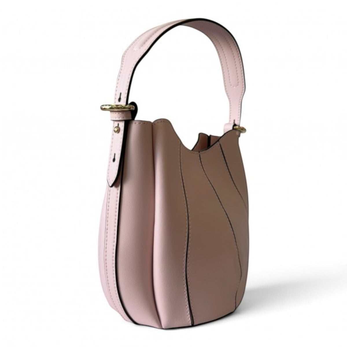 ShoeShop W216 light pink structured handbag with a curved silhouette and a single shoulder strap