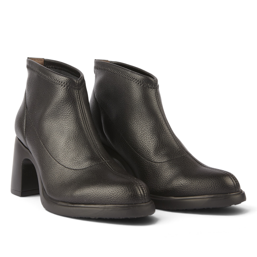 ShoeShop Wonders M-5504 black synthetic ankle boots with leather lining and an 8 cm block heel.
