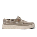 ShoeShop Woz JAMES beige canvas boat shoe with a thick platform sole and leopard print interior lining