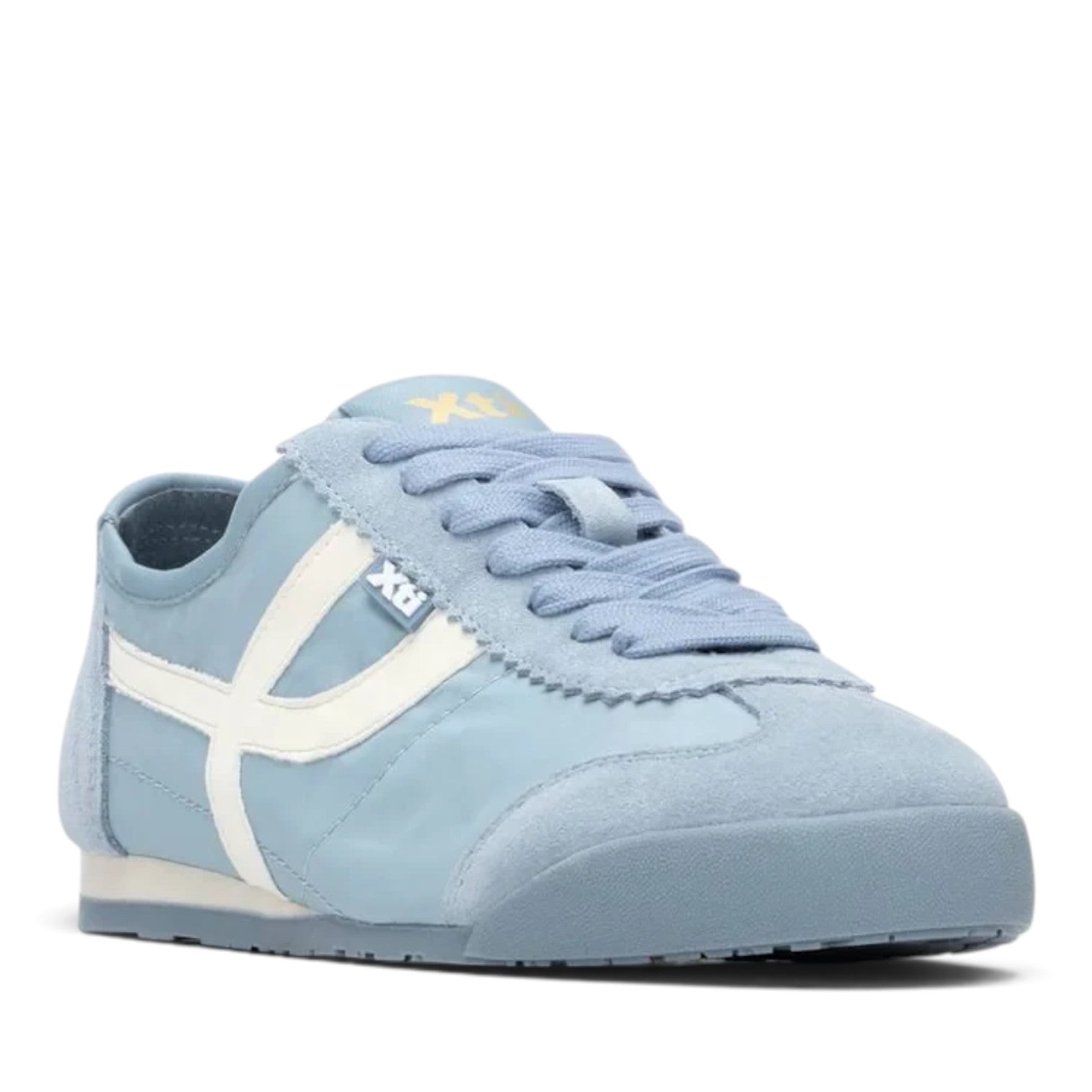 ShoeShop XTI 145218 light blue suede and nylon sneakers with white side detailing and matching laces