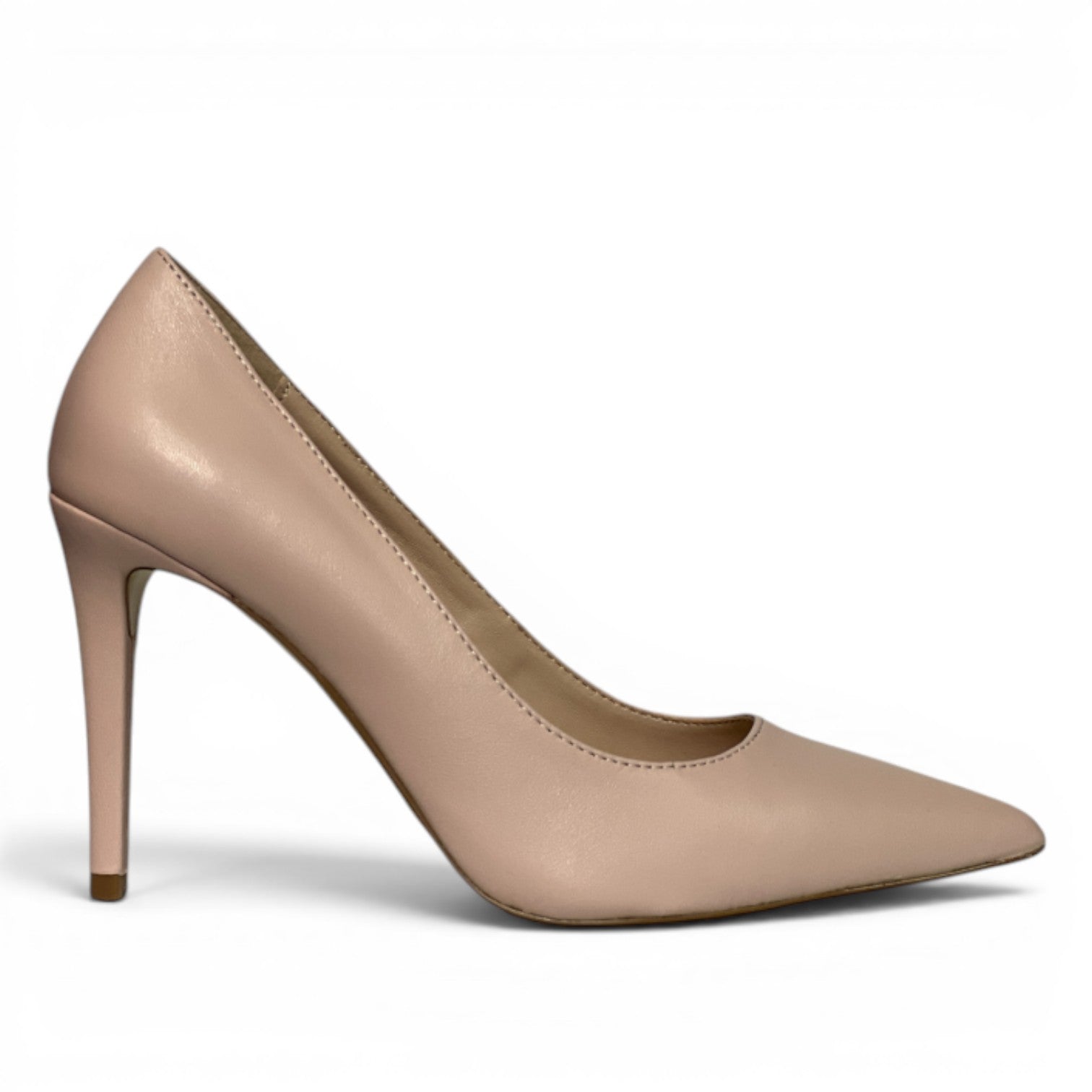 ShoeShop pink leather pointed-toe stiletto pumps with a 10cm heel.