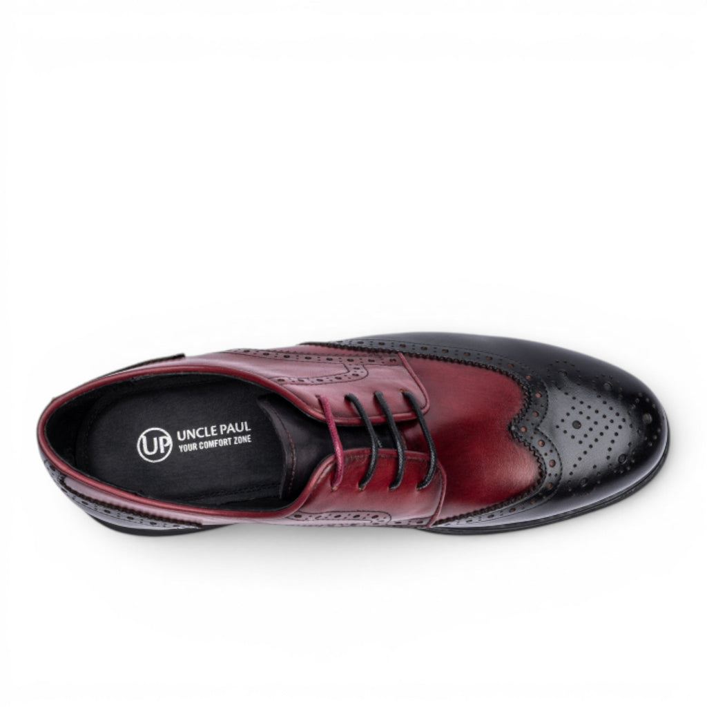 Uncle Paul ULLAR men's burgundy and black leather wingtip oxford shoes with rubber sole.